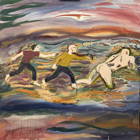 chase across (2024), 36 x 36&quot;, oil on canvas