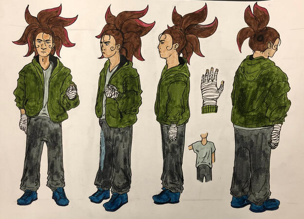 Turnaround Joanna (2024), 9 x 14", marker on watercolour paper